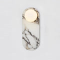 Wall Sconce Lamp with Marble Backplate and Glass Globe Mid Century Modern Lighting