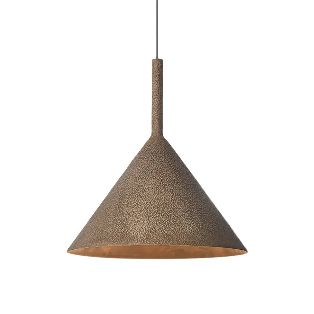 Pendelleuchte mit handbemaltem Metallschirm in Kegelform und verstellbarem Kabel