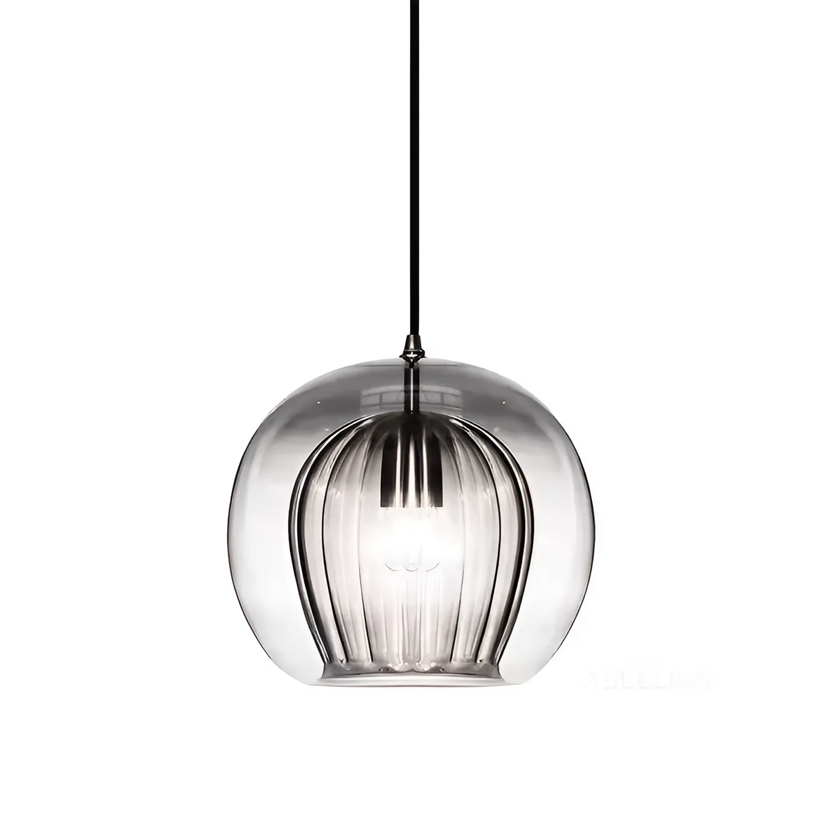 Kitchen Pendant Light Fixtures with Spherical Glass Shade and Iron Fitting