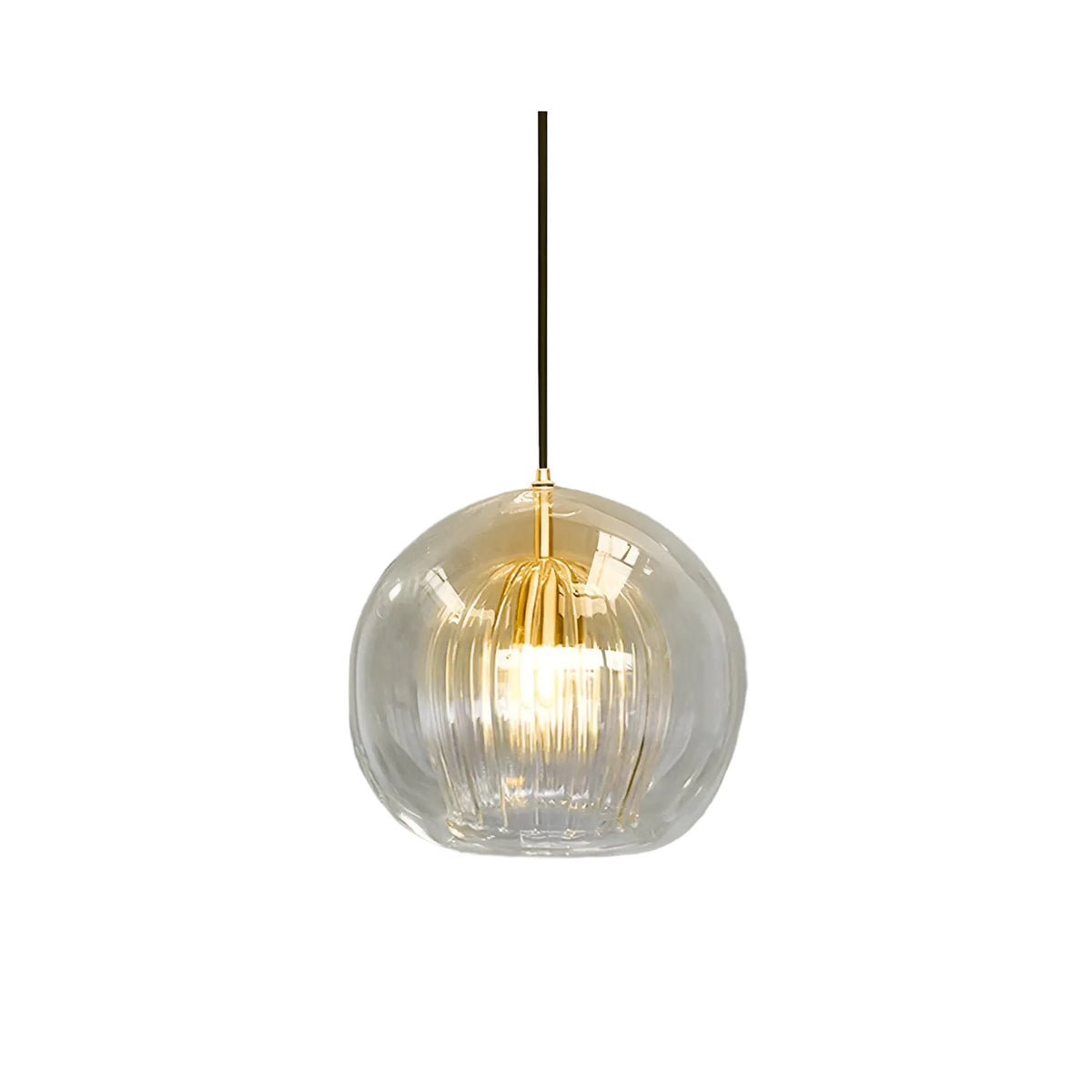 Kitchen Pendant Light Fixtures with Spherical Glass Shade and Iron Fitting