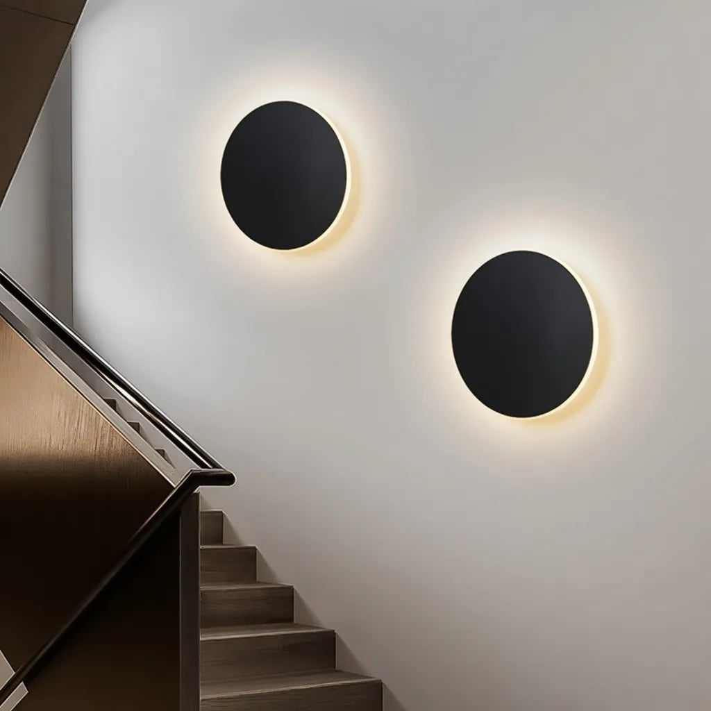 Wall Sconce Lighting with Integrated LED and Minimalist Round Aluminum Design