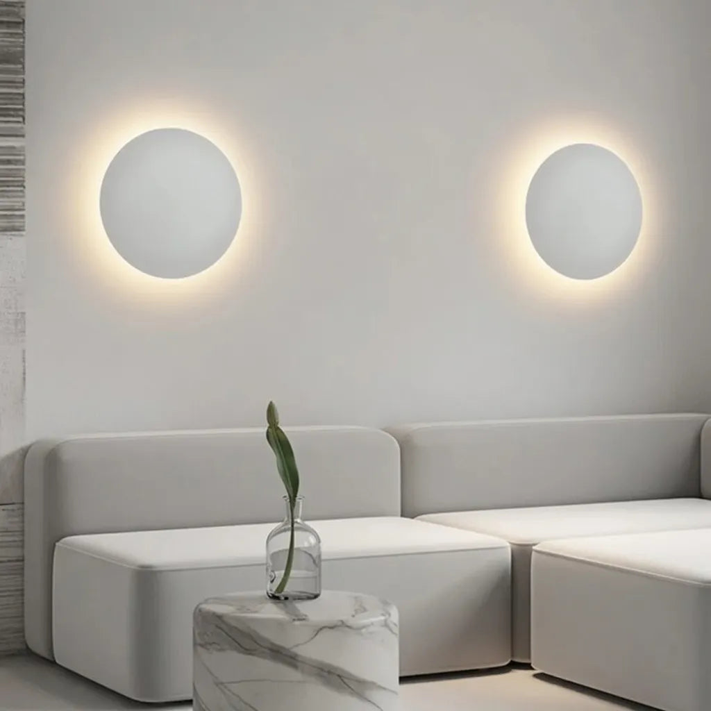 Wall Sconce Lighting with Integrated LED and Minimalist Round Aluminum Design