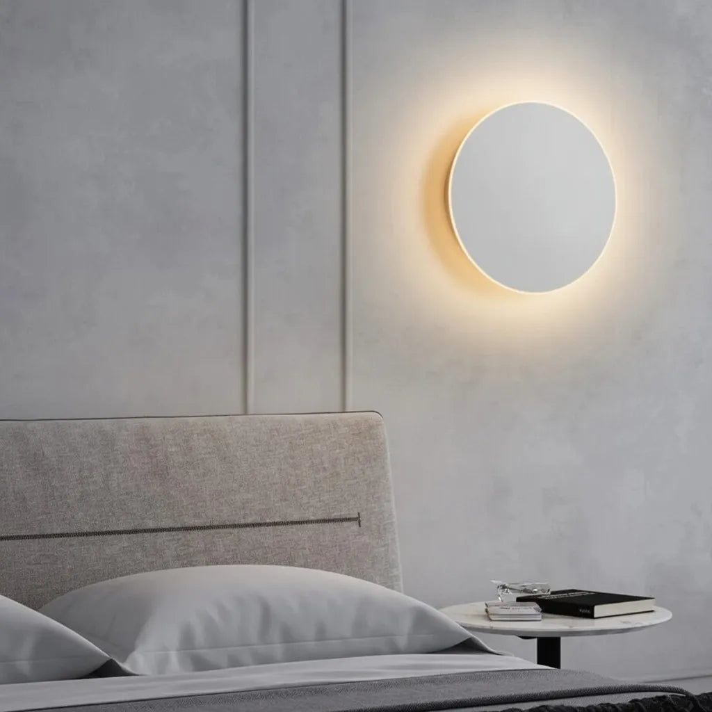 Wall Sconce Lighting with Integrated LED and Minimalist Round Aluminum Design