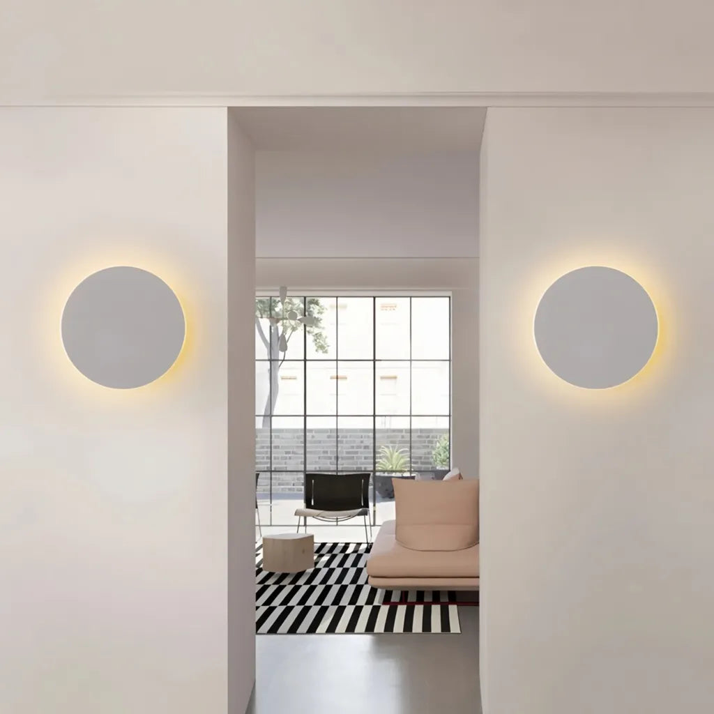 Wall Sconce Lighting with Integrated LED and Minimalist Round Aluminum Design