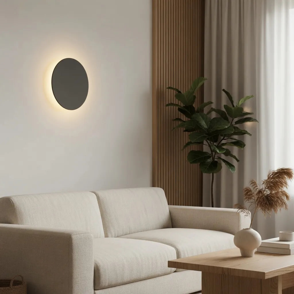 Wall Sconce Lighting with Integrated LED and Minimalist Round Aluminum Design