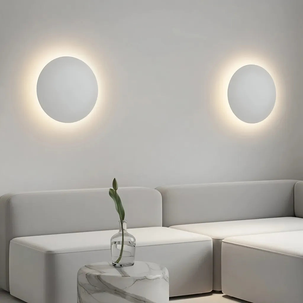 Wall Sconce Lighting with Integrated LED and Minimalist Round Aluminum Design