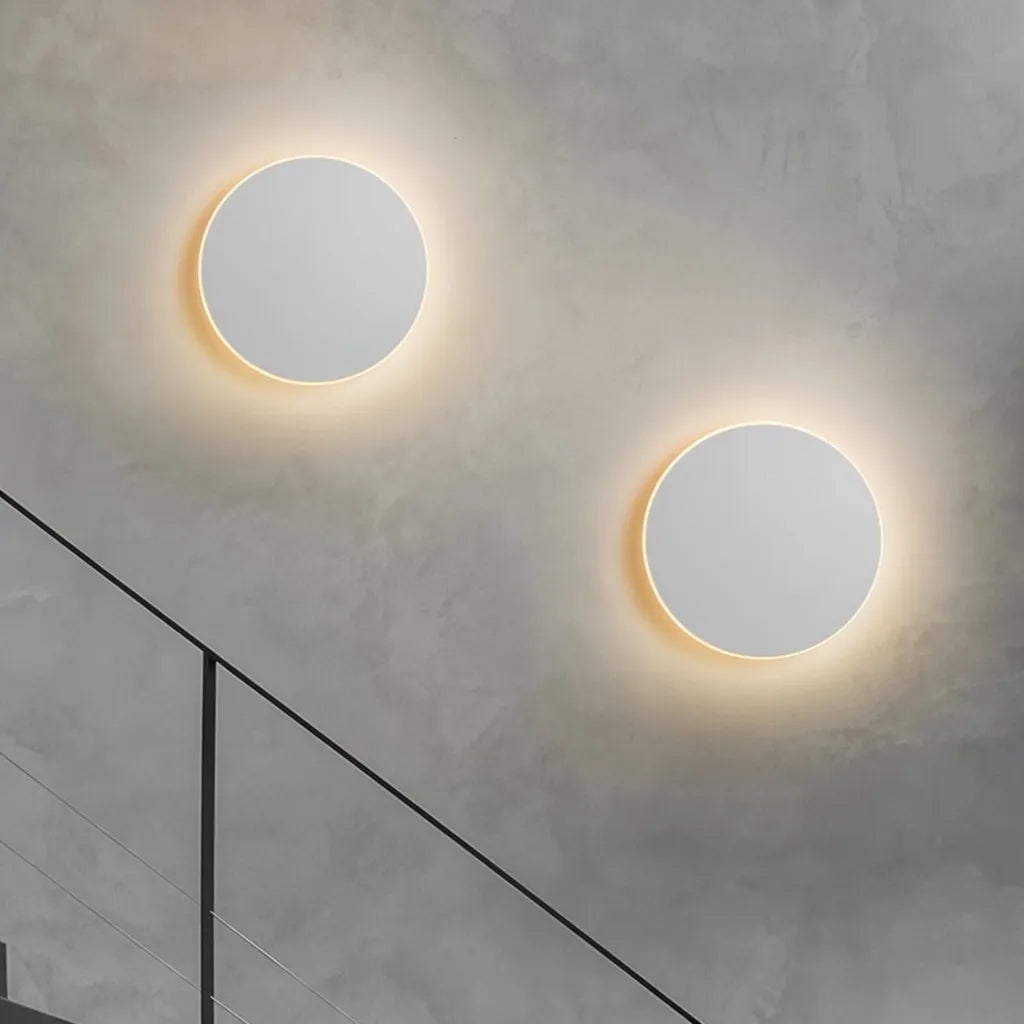 Wall Sconce Lighting with Integrated LED and Minimalist Round Aluminum Design