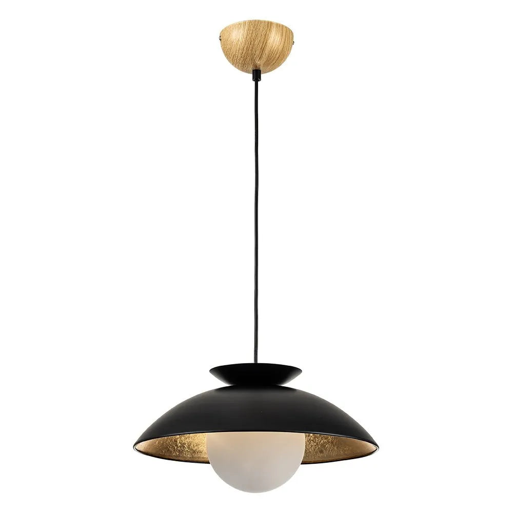 Pendant Light with Glass Globe Dome and Gold Leaf Interior
