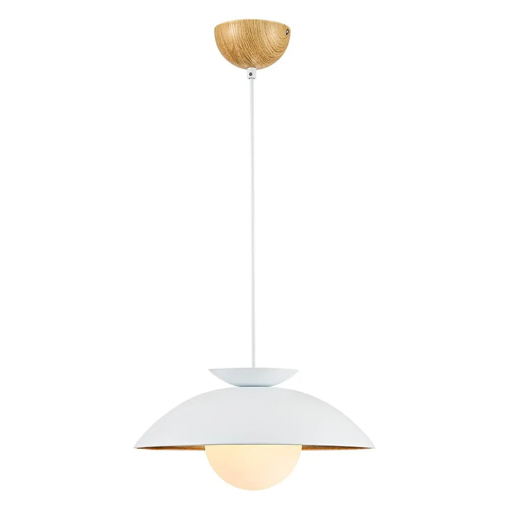 Pendant Light with Glass Globe Dome and Gold Leaf Interior