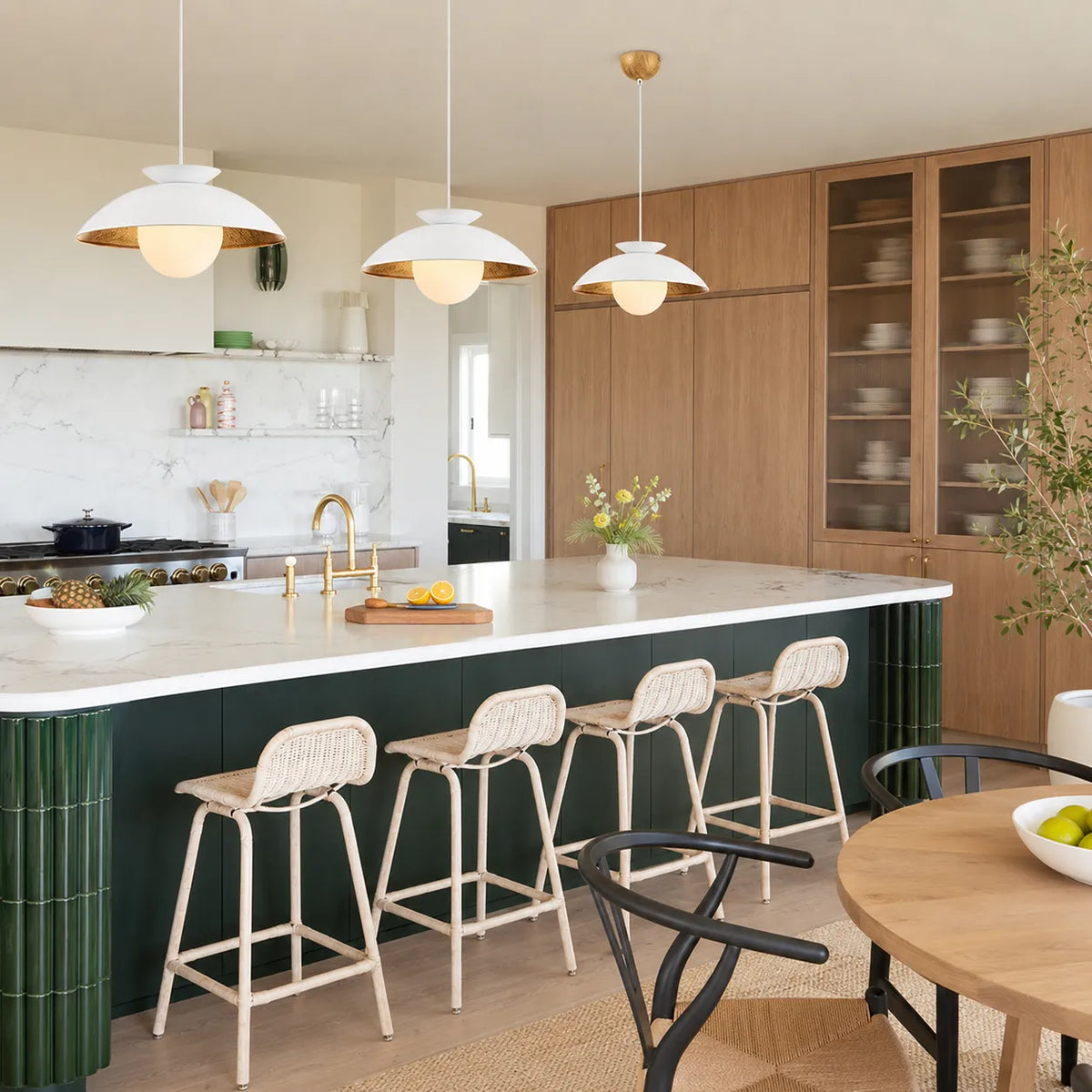 Pendant Light with Glass Globe Dome and Gold Leaf Interior