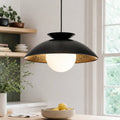 Pendant Light with Glass Globe Dome and Gold Leaf Interior