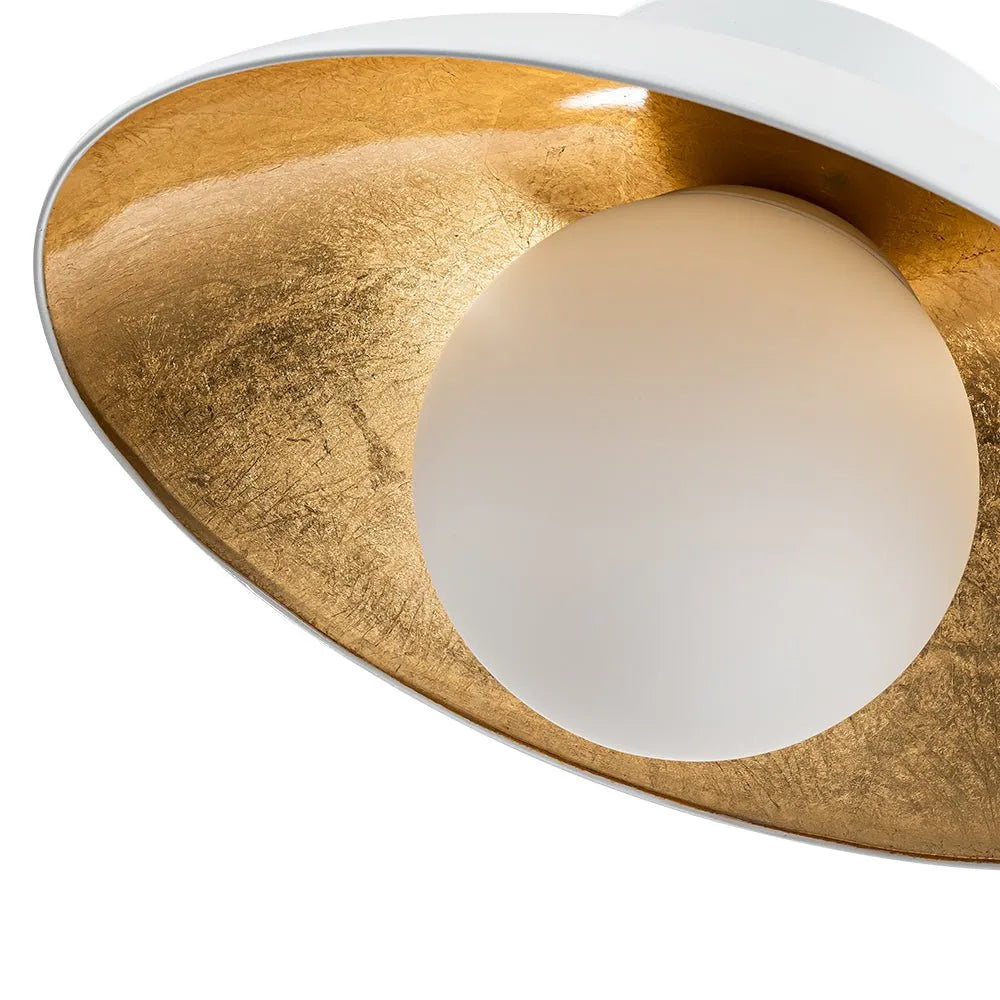 Pendant Light with Glass Globe Dome and Gold Leaf Interior