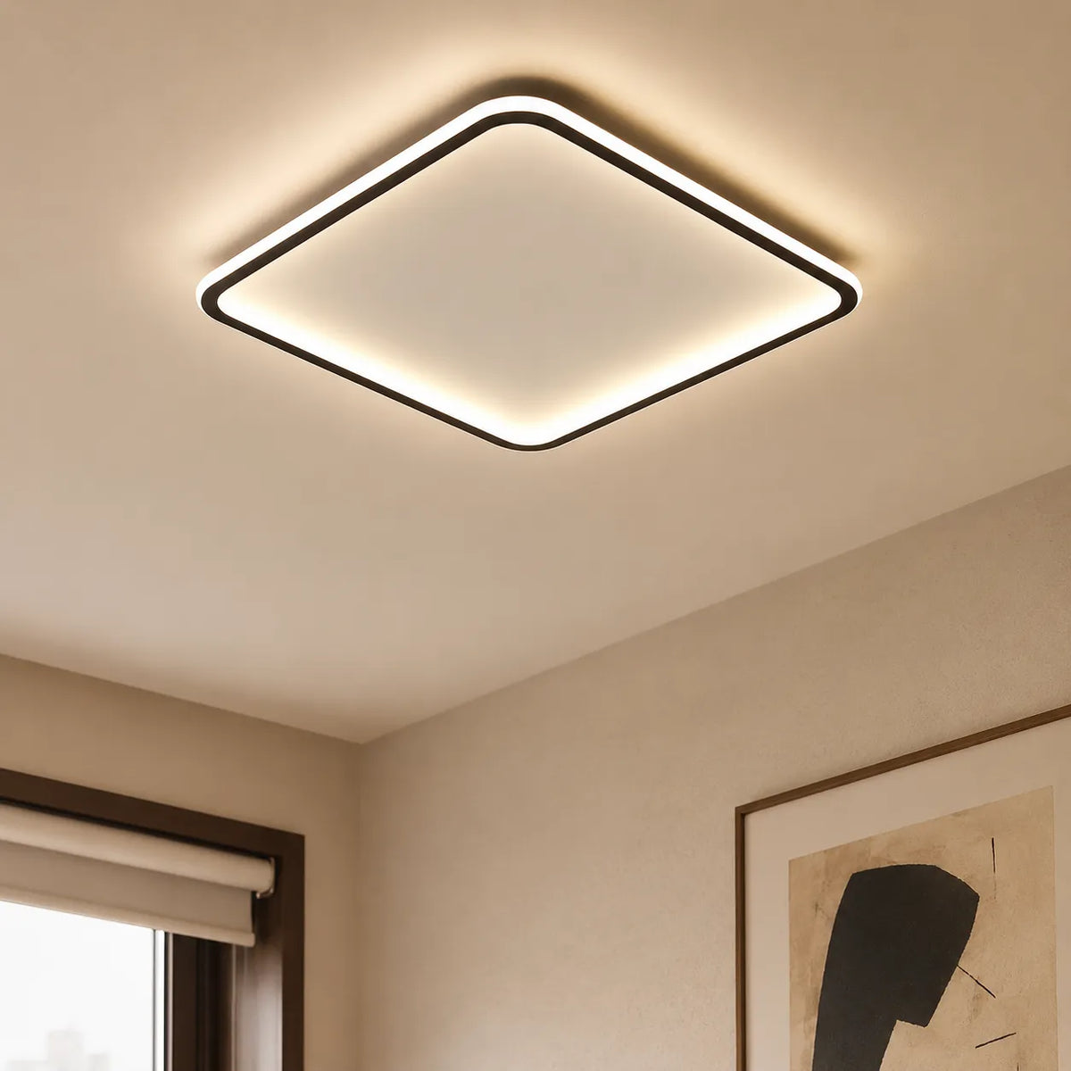 Square LED Oyster Light Scandinavian Flush Mount Ceiling Light for Bedrooms and Living Rooms
