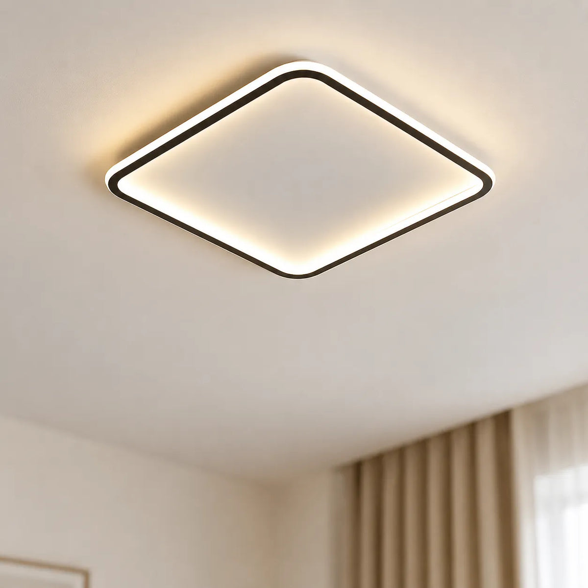 Square LED Oyster Light Scandinavian Flush Mount Ceiling Light for Bedrooms and Living Rooms