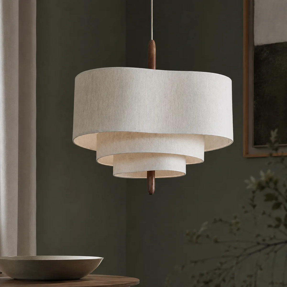 Fabric Pendant Light with Tiered Textile Design for Dining Room and Modern Ambient Lighting