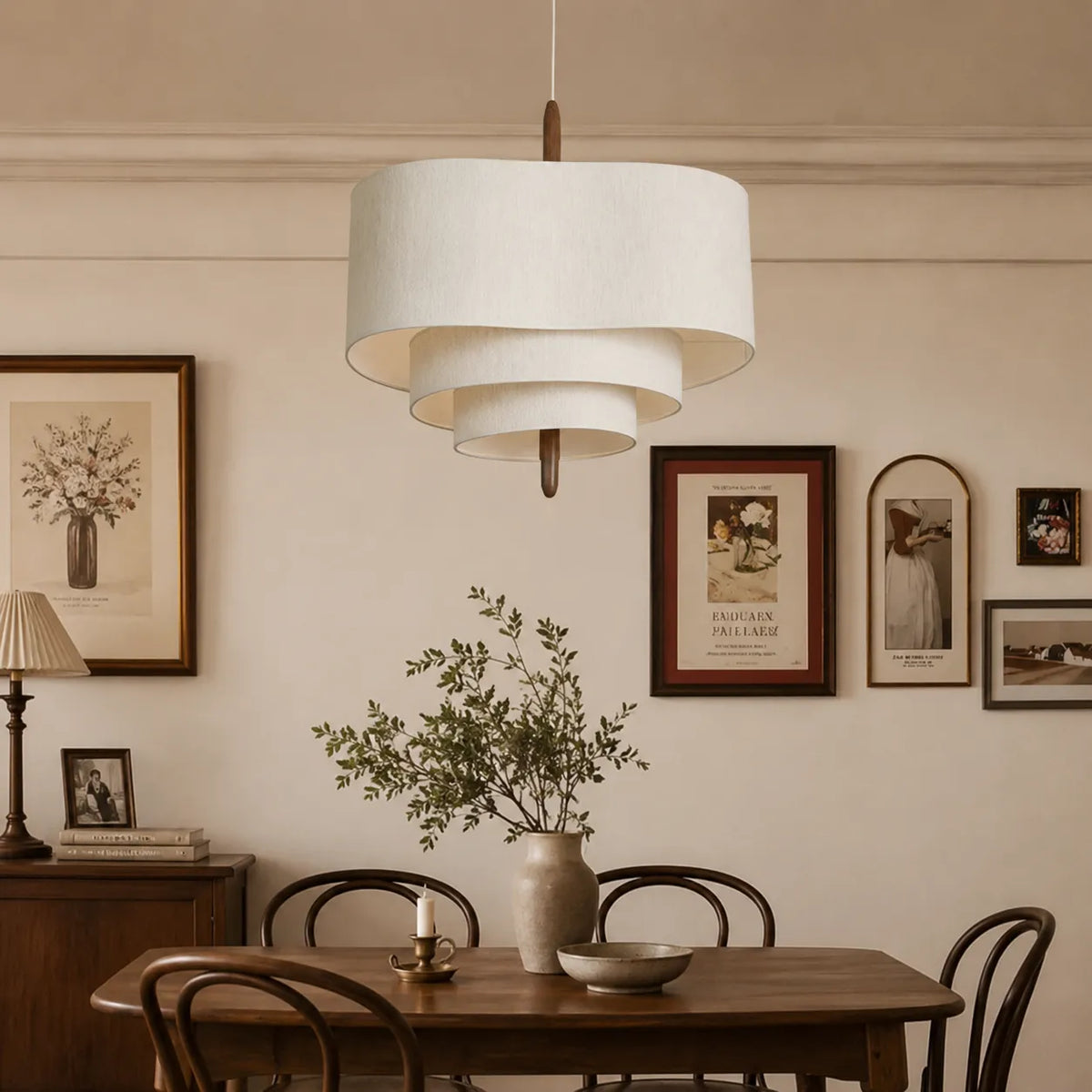 Suspension en tissu à étages pour la salle à manger et un éclairage d’ambiance moderne