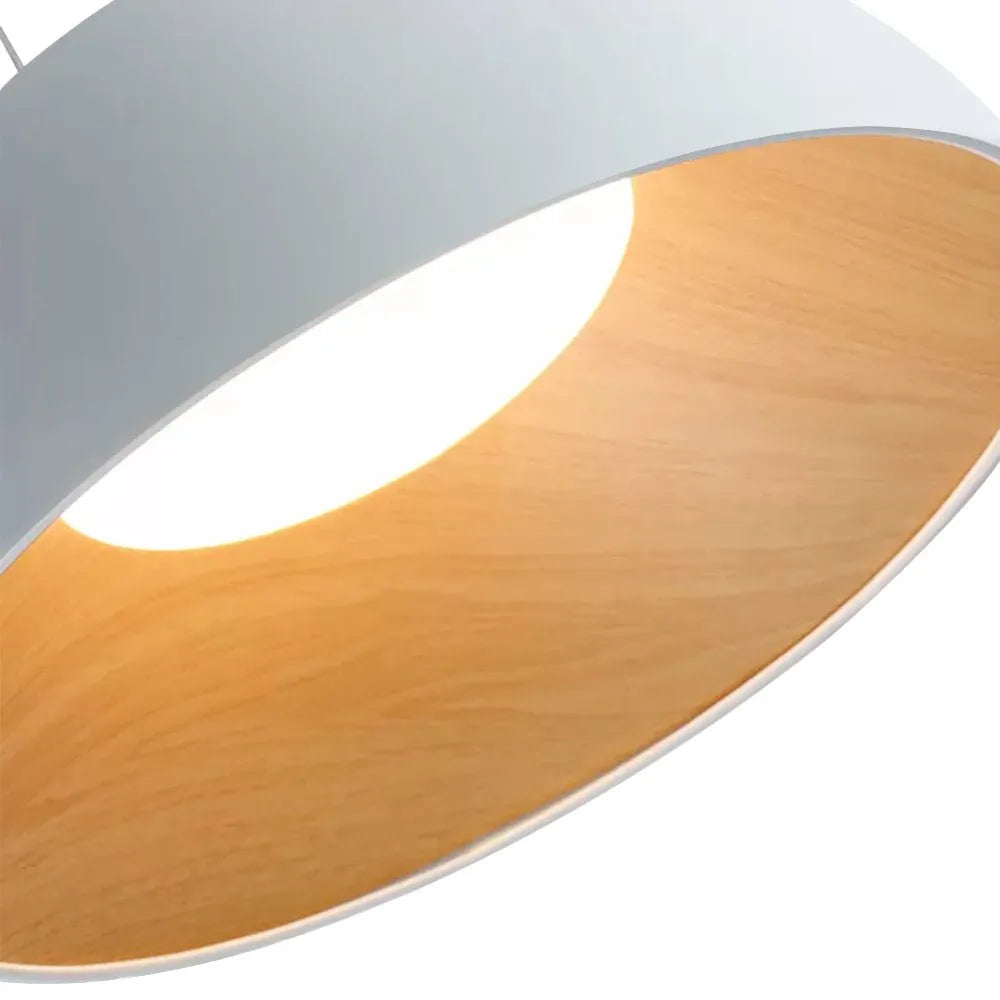 LED Pendant Lights with Wood-Lined Dome and Adjustable Color Temperature for Dining Kitchen Island