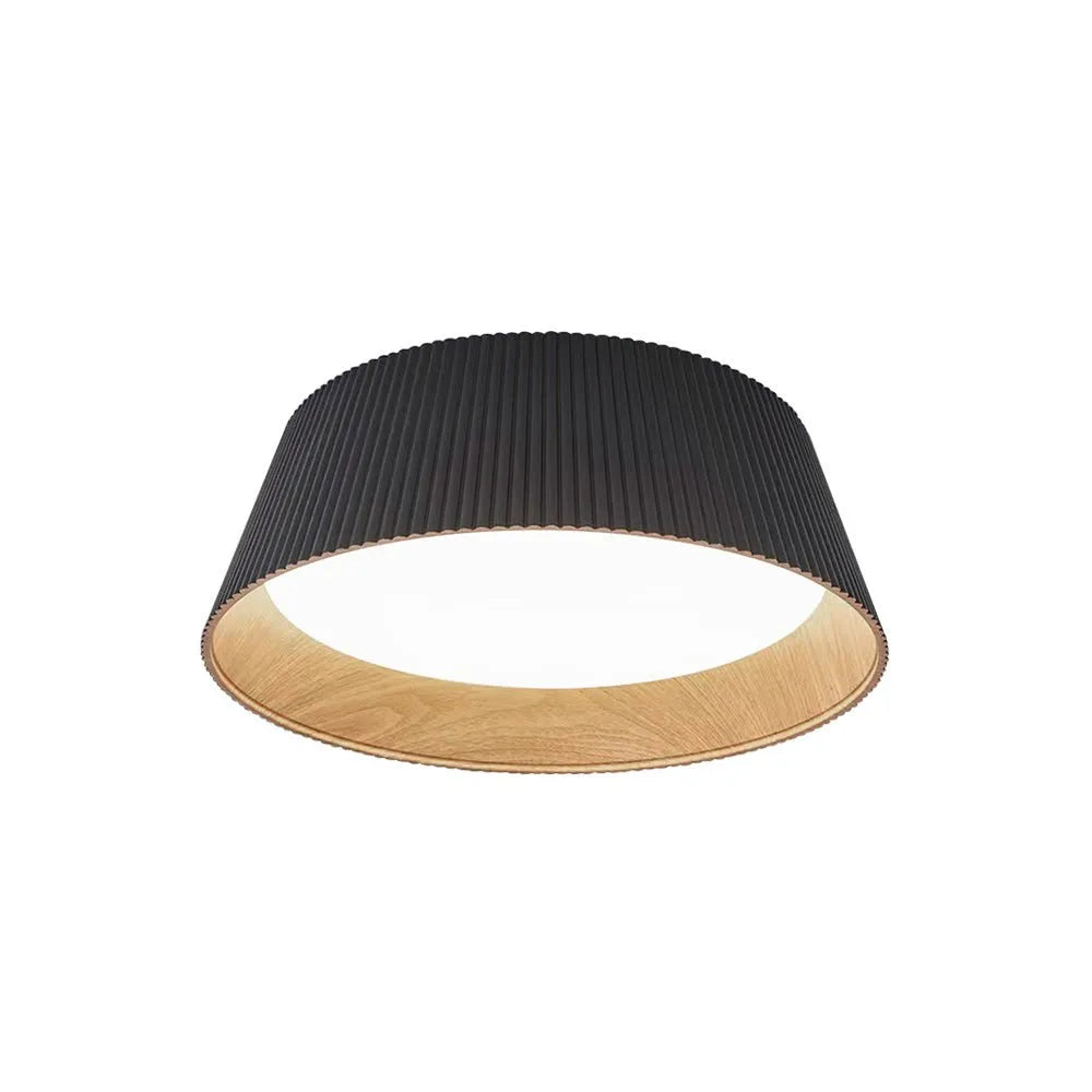 Plafonnier LED extra-plat avec détail en bois pour chambre et salon