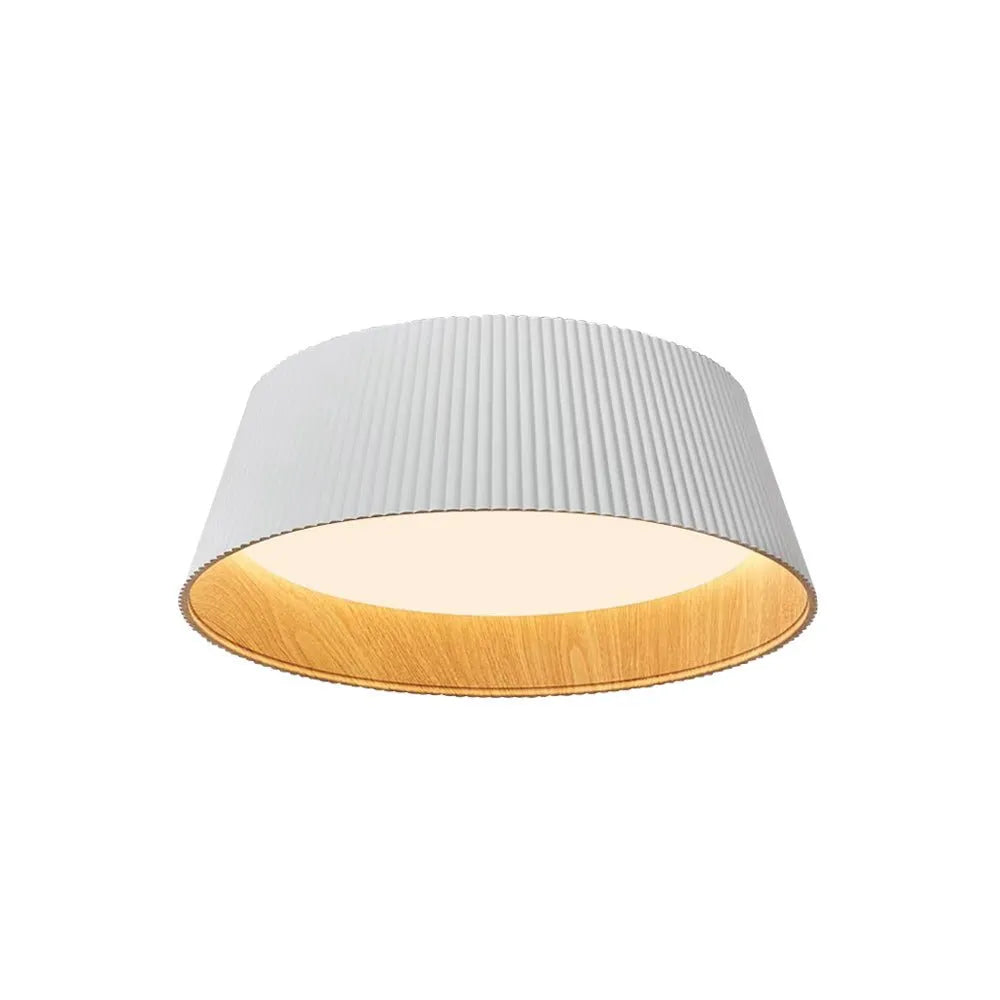 Plafonnier LED extra-plat avec détail en bois pour chambre et salon