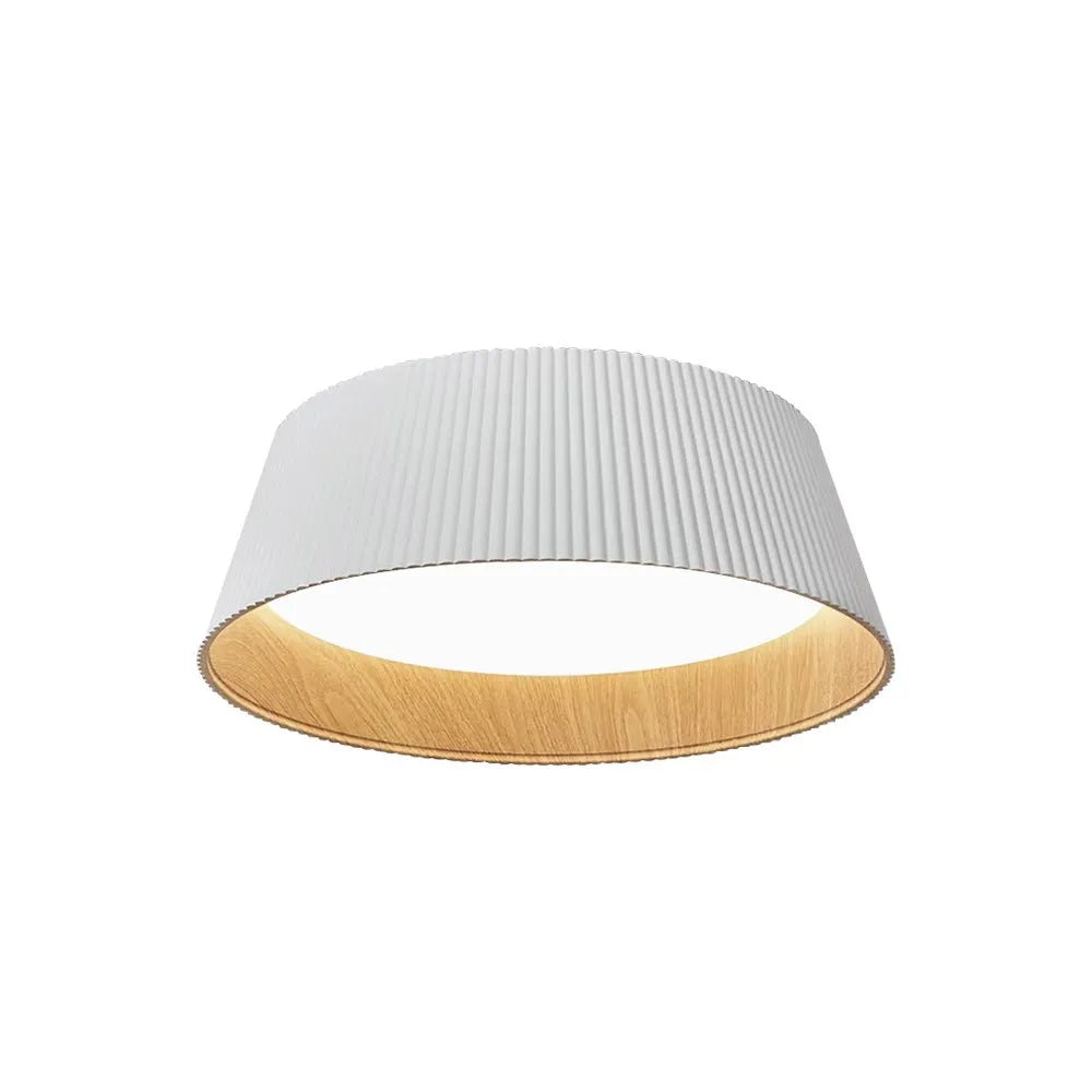 Plafonnier LED extra-plat avec détail en bois pour chambre et salon