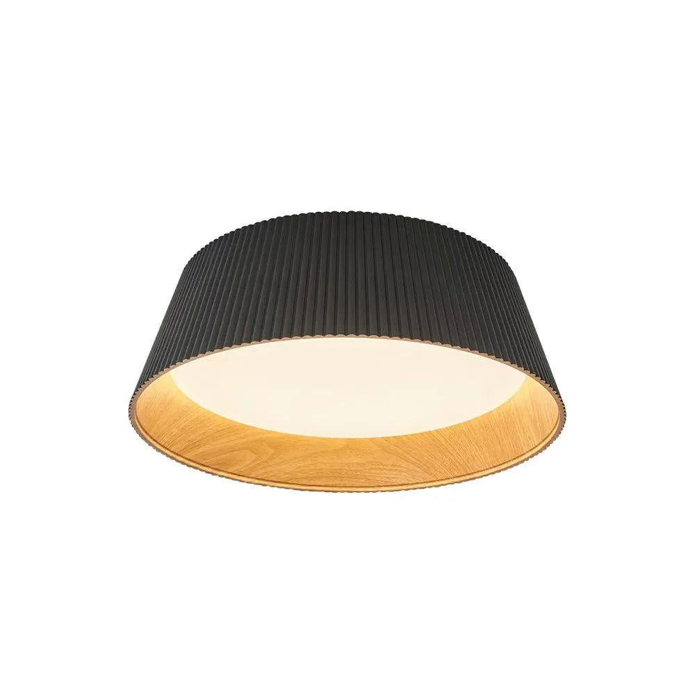 LED Oyster Light with Wood Accent Flush Mount Ceiling Light for Bedroom and Living Room
