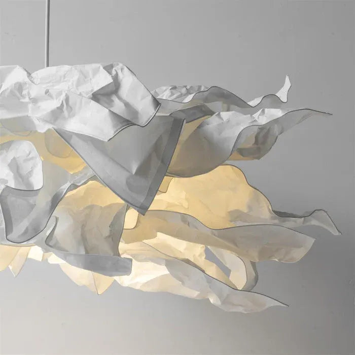 Pendant Light with Cloud-Inspired Paper Shade and Warm LED Ambient Glow