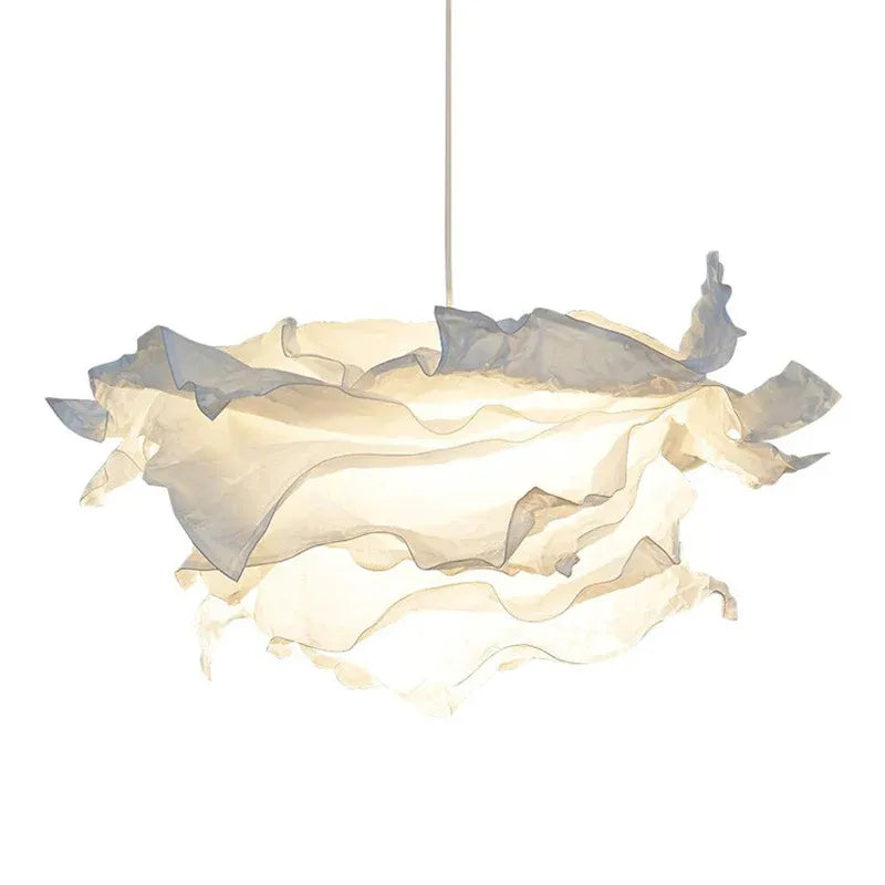 Suspension avec abat-jour en papier inspiré des nuages et lumière d’ambiance LED chaleureuse