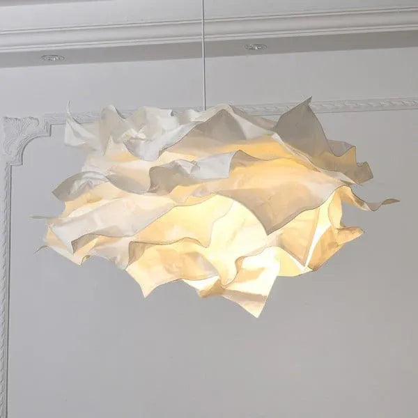Pendant Light with Cloud-Inspired Paper Shade and Warm LED Ambient Glow