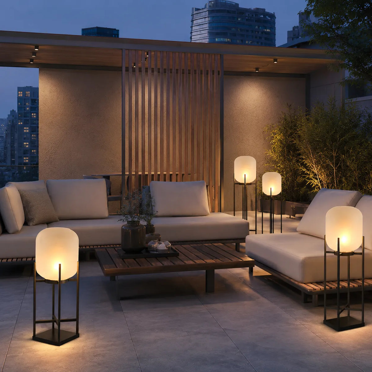 Solar Floor Lamp with LED and IP65 Weatherproof Design for Garden Patio Walkway Lighting
