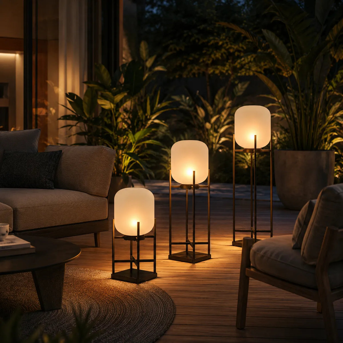 Solar-Stehlampe mit LED und wetterfestem IP65-Design zur Beleuchtung von Garten, Terrasse und Wegen