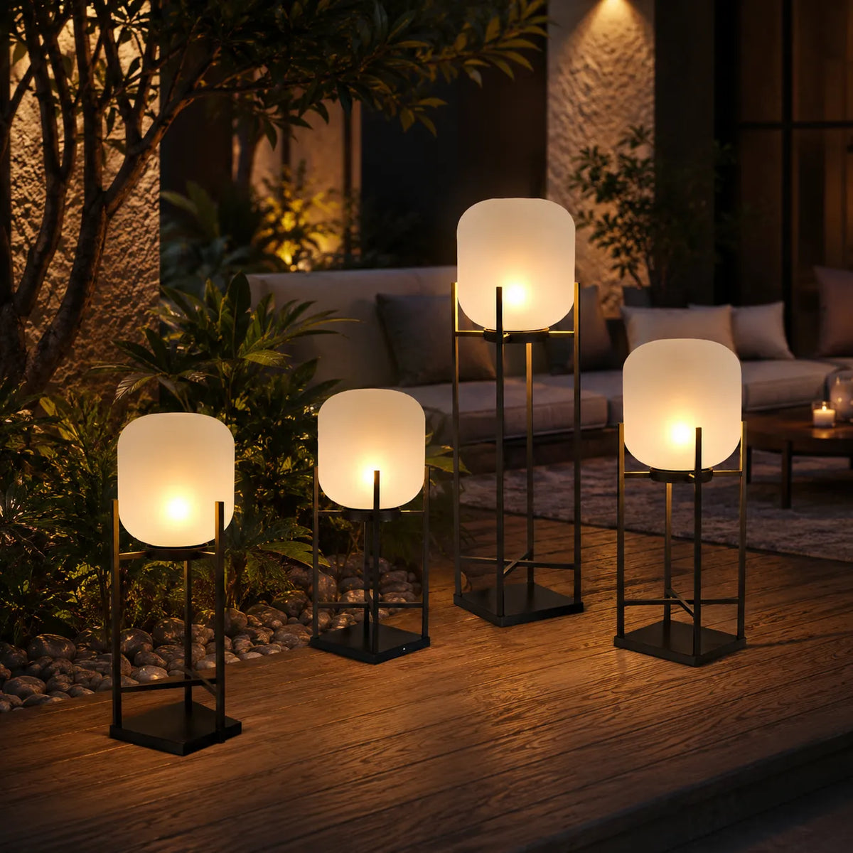 Solar Floor Lamp with LED and IP65 Weatherproof Design for Garden Patio Walkway Lighting