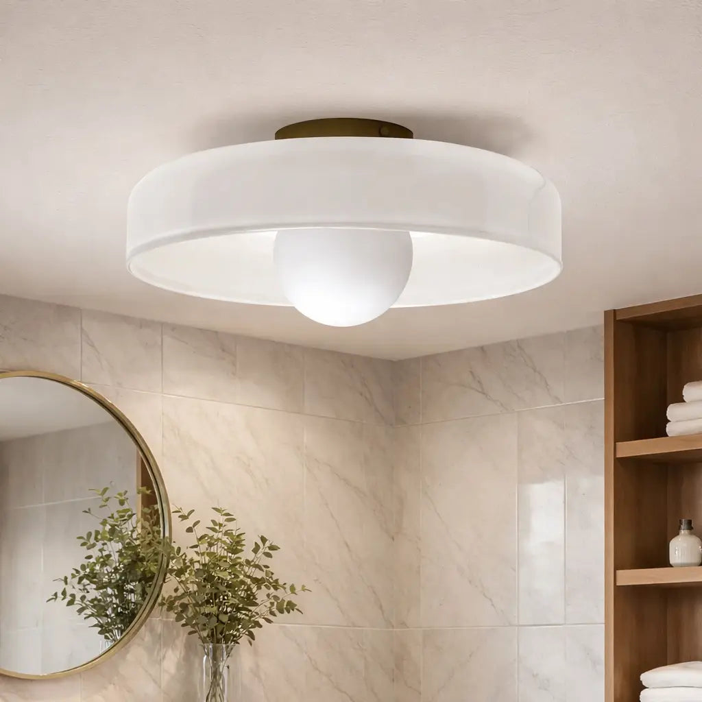 Kitchen Ceiling Lights with Translucent Glass Orb Shade Semi Flush Mount