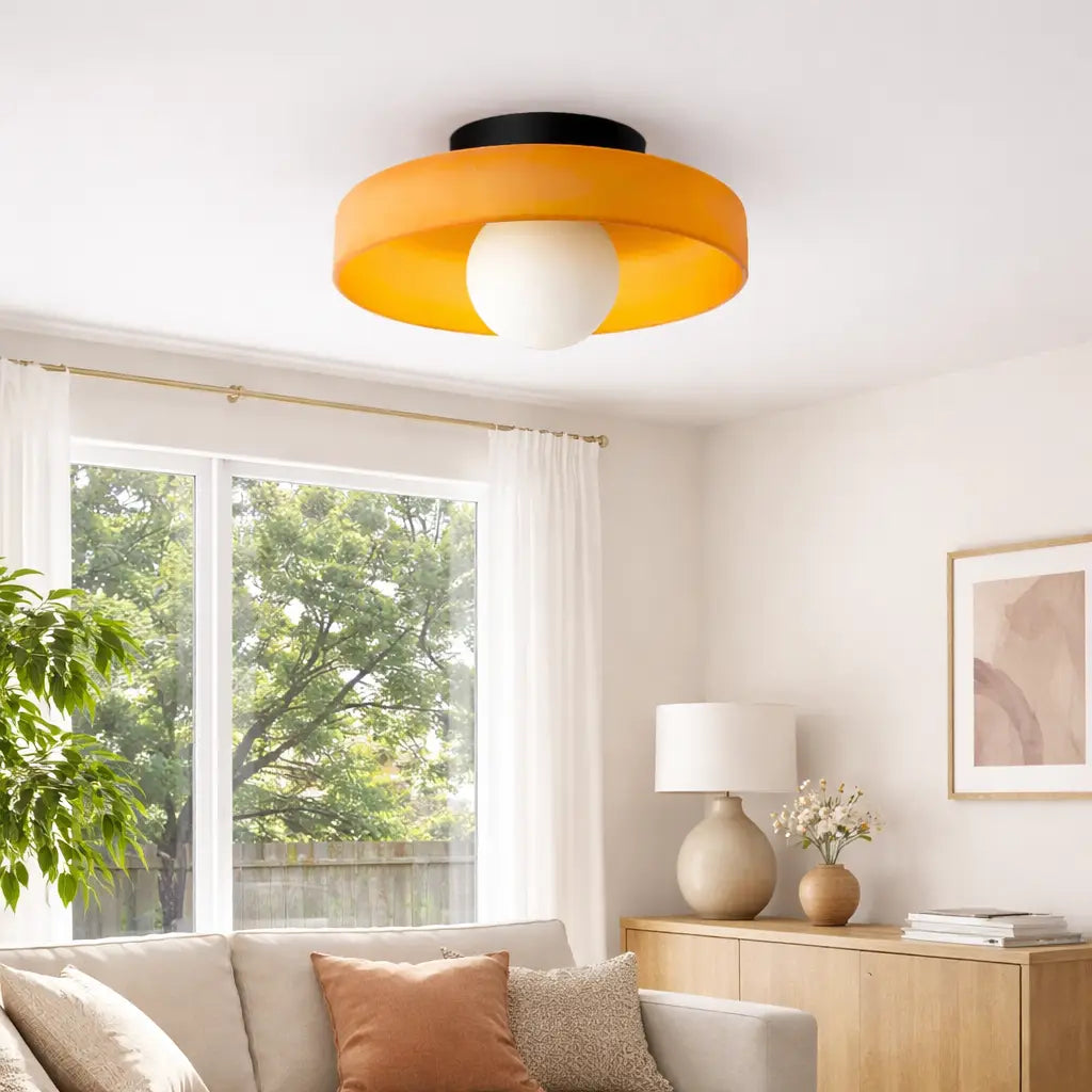 Kitchen Ceiling Lights with Translucent Glass Orb Shade Semi Flush Mount