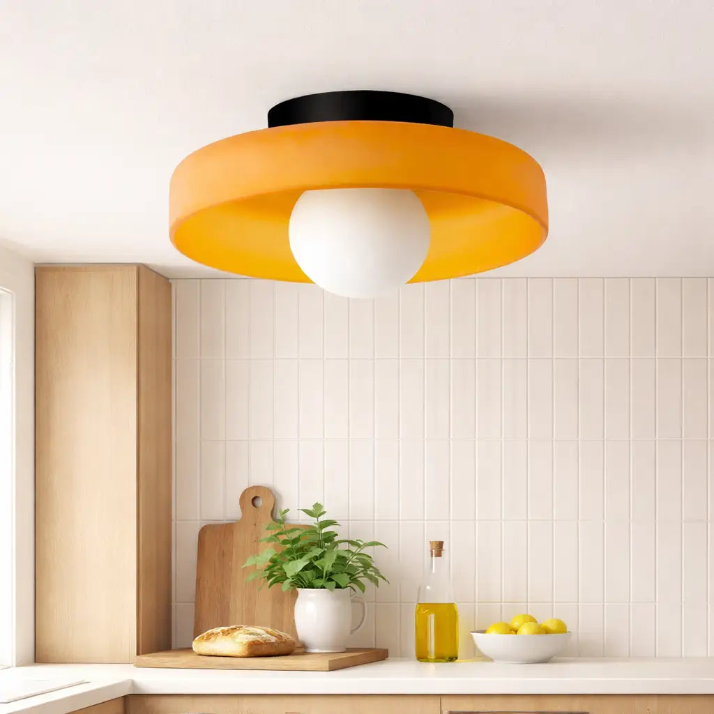 Kitchen Ceiling Lights with Translucent Glass Orb Shade Semi Flush Mount