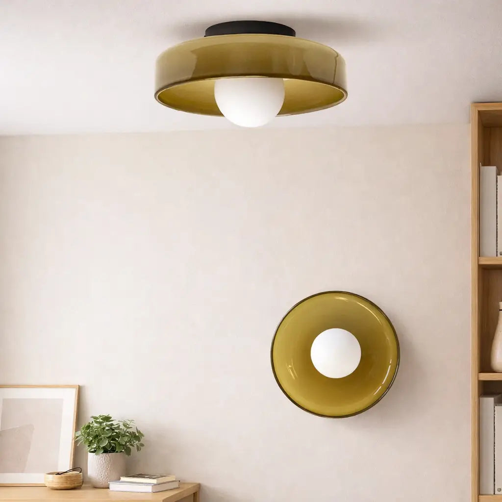 Kitchen Ceiling Lights with Translucent Glass Orb Shade Semi Flush Mount