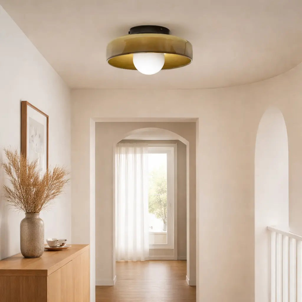 Kitchen Ceiling Lights with Translucent Glass Orb Shade Semi Flush Mount