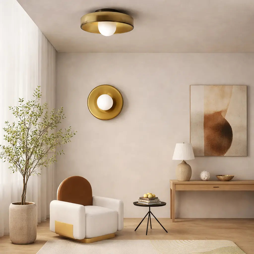 Kitchen Ceiling Lights with Translucent Glass Orb Shade Semi Flush Mount