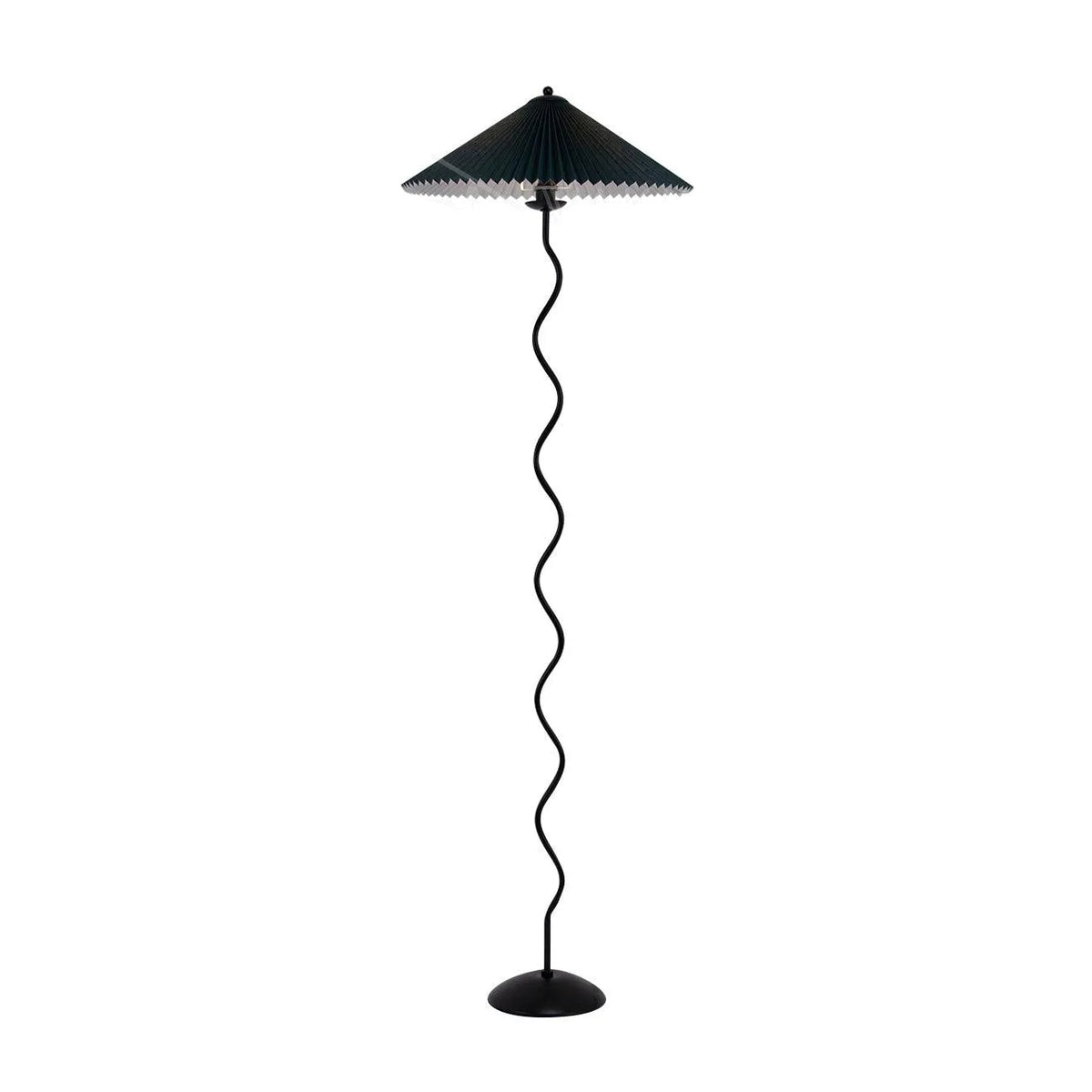 Stehlampe mit modernem, skulpturalem Metallsockel und Stoffschirm, 150 cm hohe Standleuchte