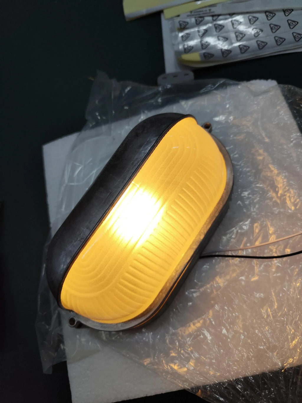 Outdoor Wall Sconce with Ribbed Glass Diffuser and Die-Cast Aluminium Industrial Bulkhead Design