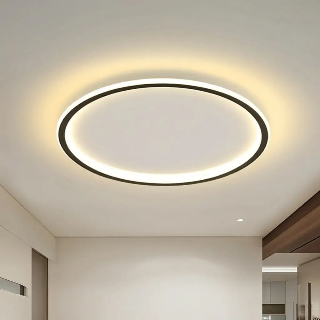 LED Oyster Light with Round Halo Flush Mount Ceiling Light for Bedrooms Hallways and Living Areas