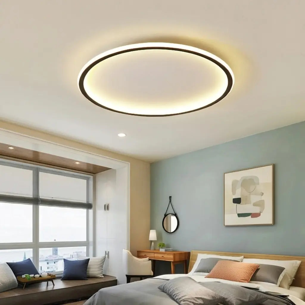 LED Oyster Light with Round Halo Flush Mount Ceiling Light for Bedrooms Hallways and Living Areas
