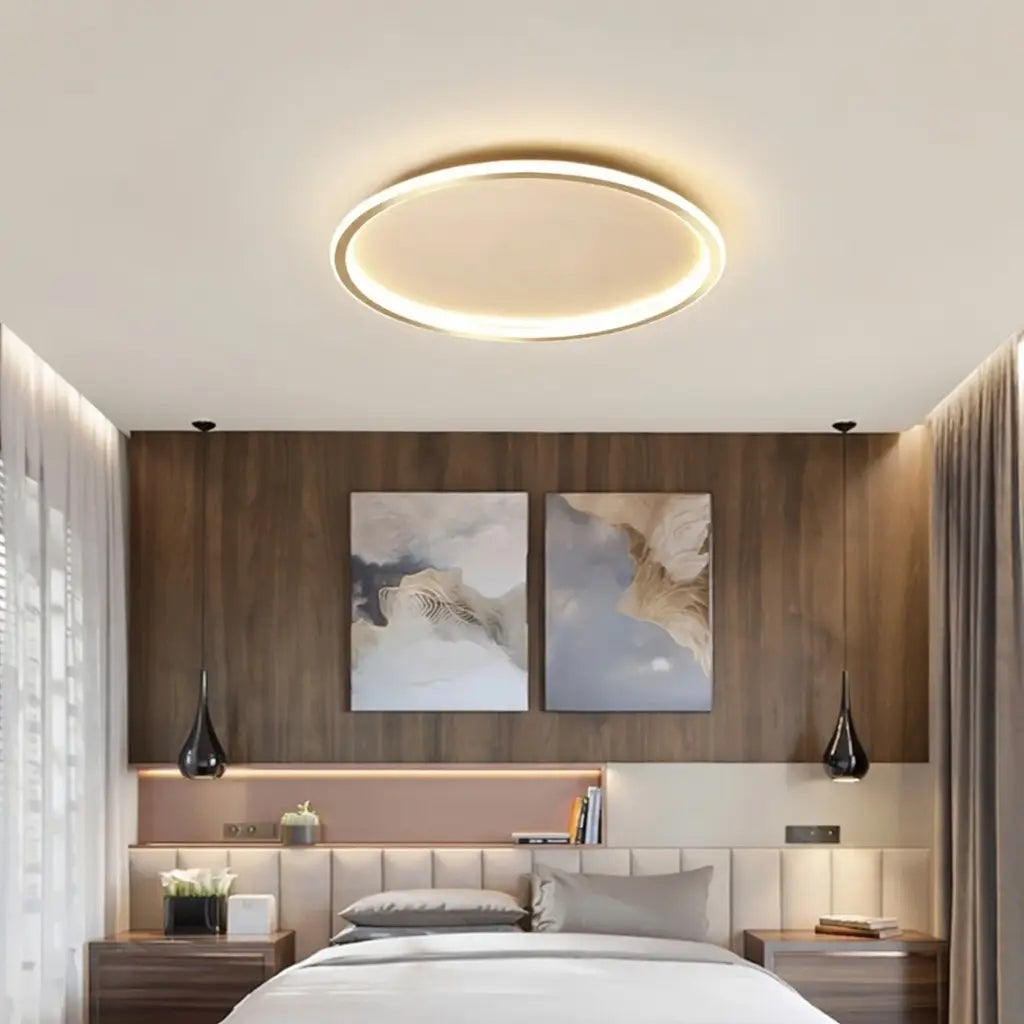 LED Oyster Light with Round Halo Flush Mount Ceiling Light for Bedrooms Hallways and Living Areas