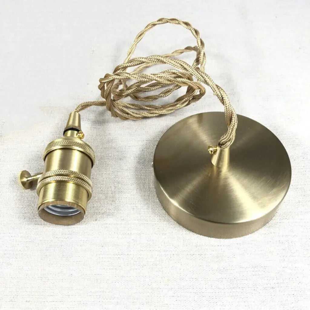 Pendant Light with Ribbed Pressed Glass and Brass Hardware