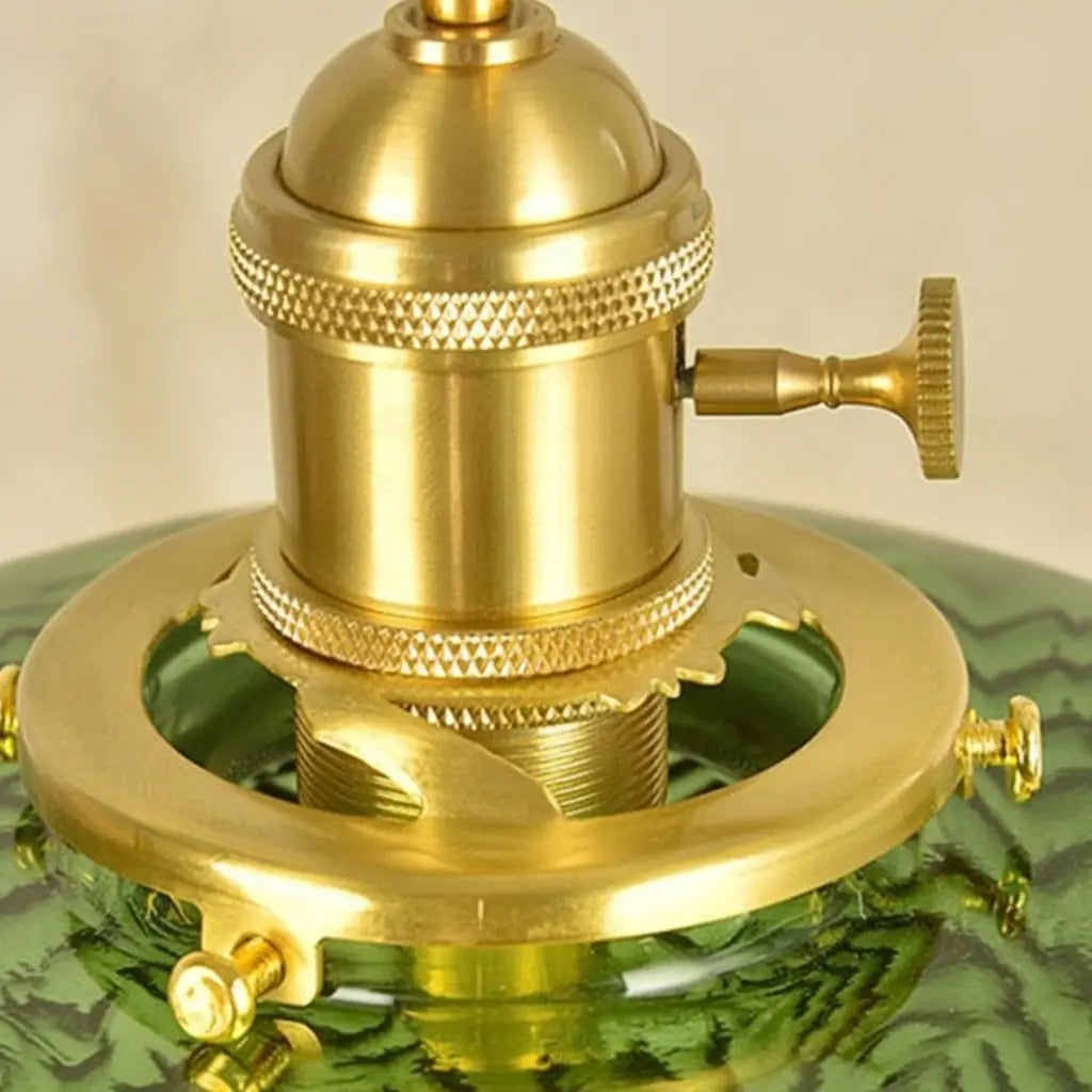 Pendant Light with Ribbed Pressed Glass and Brass Hardware