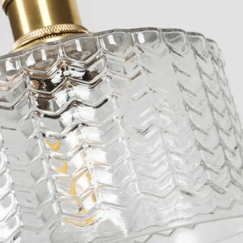Pendant Light with Ribbed Pressed Glass and Brass Hardware