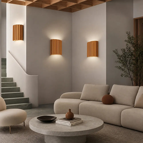 Aplique de pared con resina transparente texturizada y superficie esculpida para una iluminación ambiental moderna