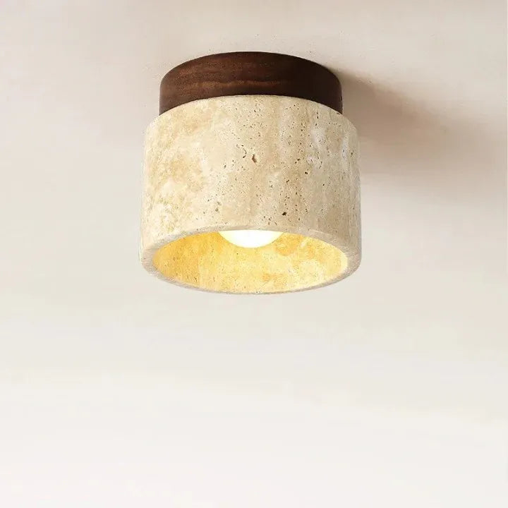 Minimalistische Küchen-Deckenleuchten mit zylindrischer Travertin-Form, flacher Montage und Akzent