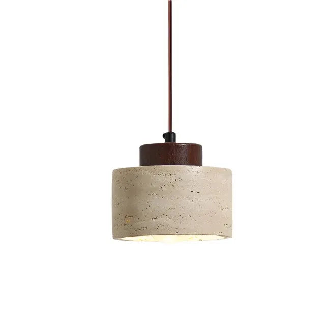 Pendant Light with Travertine Stone and Accent Adjustable Hanging Height