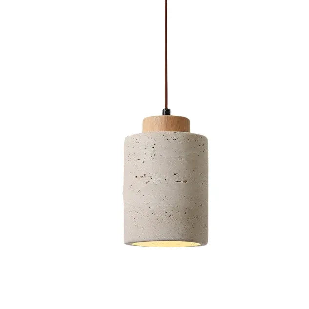 Pendant Light with Travertine Stone and Accent Adjustable Hanging Height
