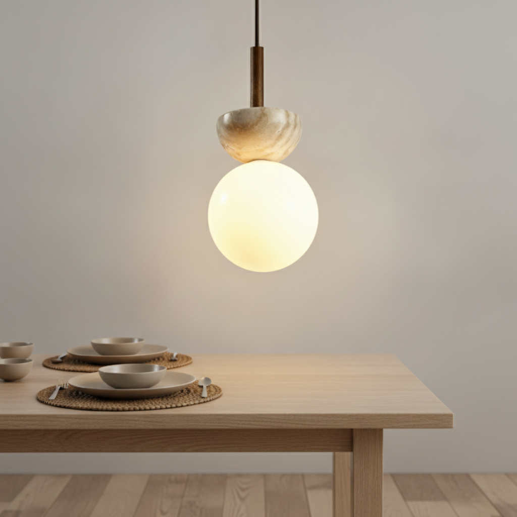 Pendelleuchte aus Naturstein mit LED